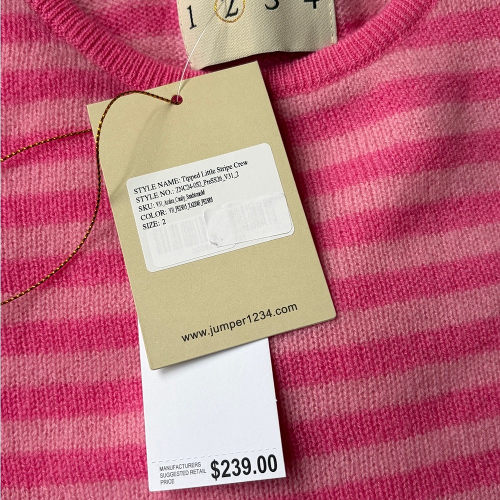 Jumper 1234 Pink Striped Women's Cashmere Sweater - Picture 8 of 12